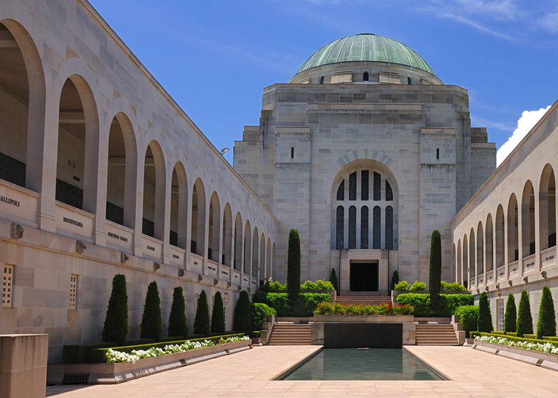 Image of the interior courtyard of the Australian War Memorial in Canberra, Australia