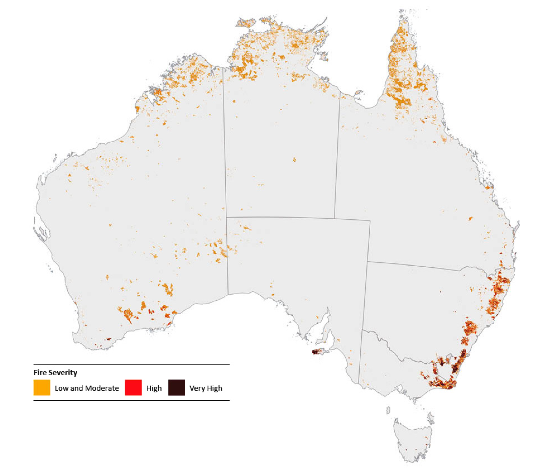 2019–20 Bushfire severity map