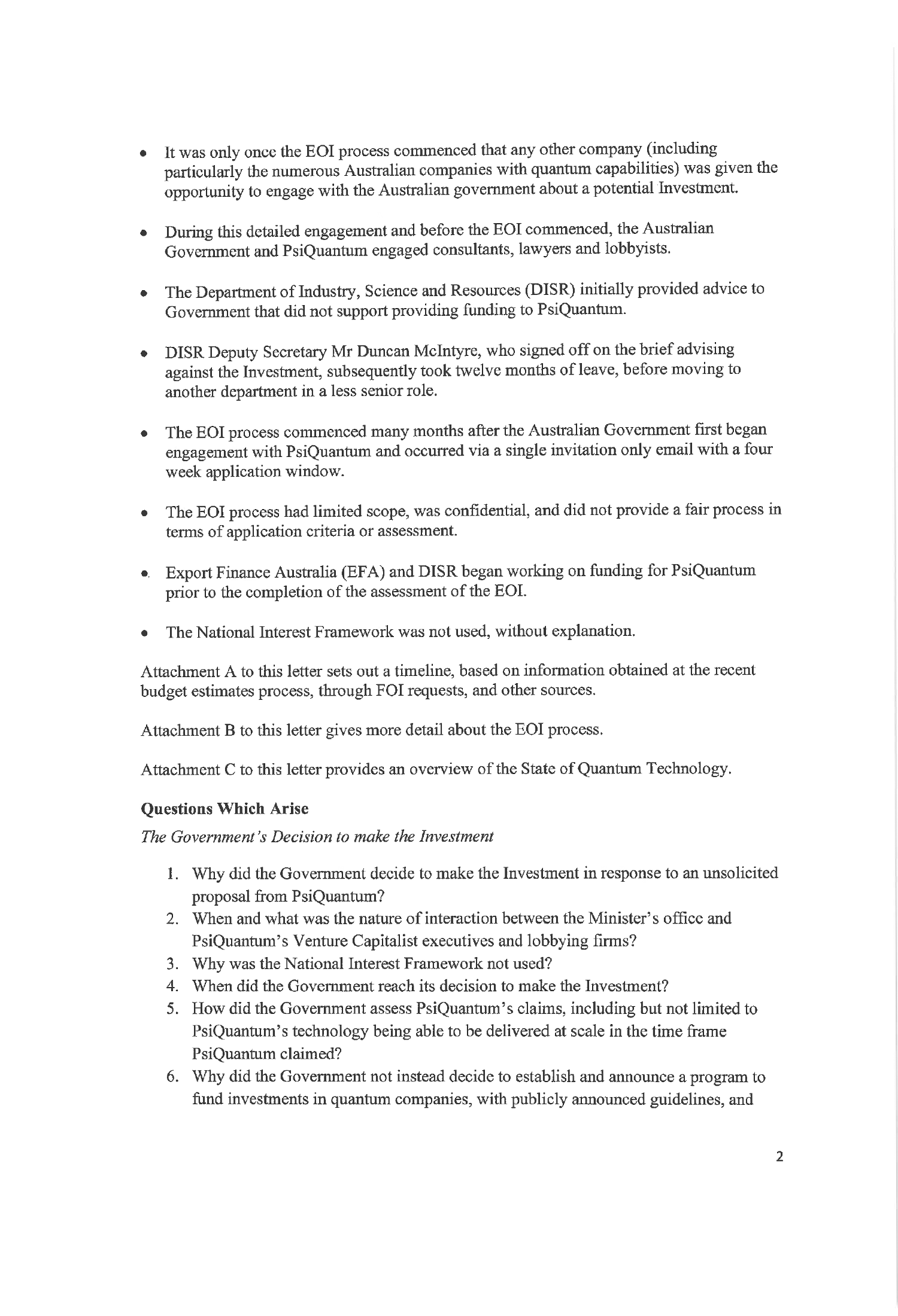 Correspondence from the Hon Paul Fletcher MP Page 2