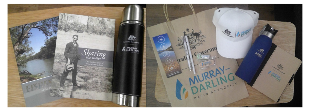 A photo of MDBA gifts and merchandise. The items are described in paragraph 2.54.