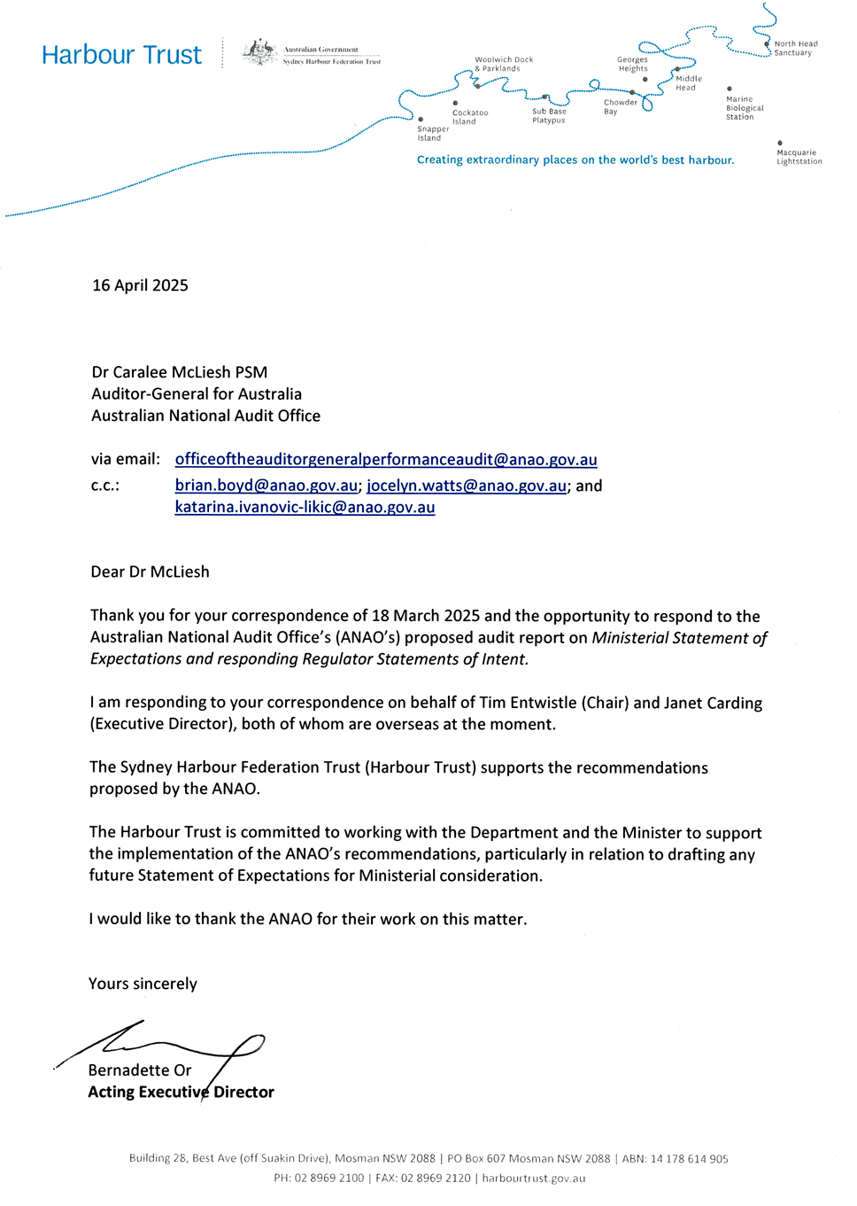 Page one of the response from SHFT. A summary of the response can be found in the summary and recommendations chapter.