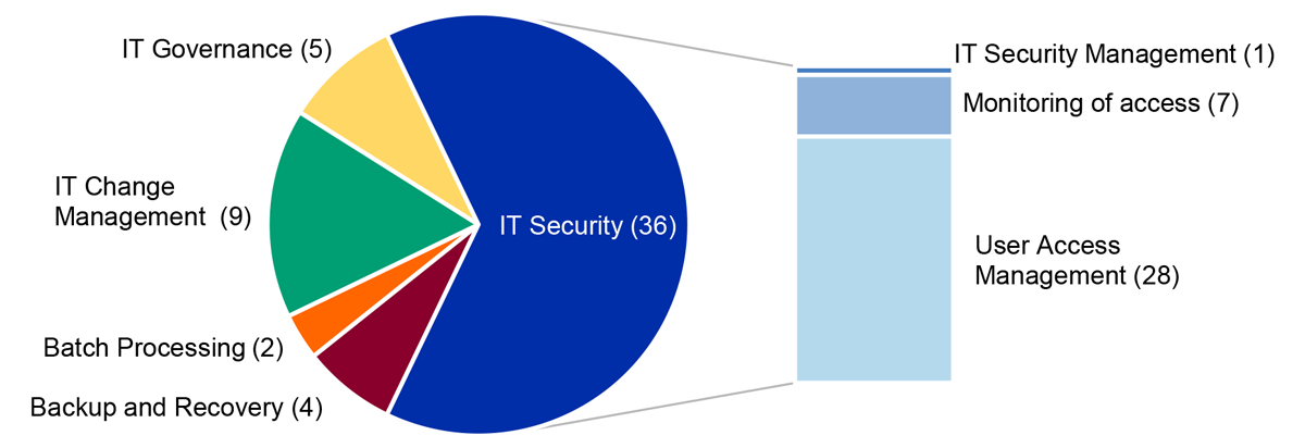 Figure 3.3: Categorisation of minor-level 2024–25 interim audit findings for IT control environments
