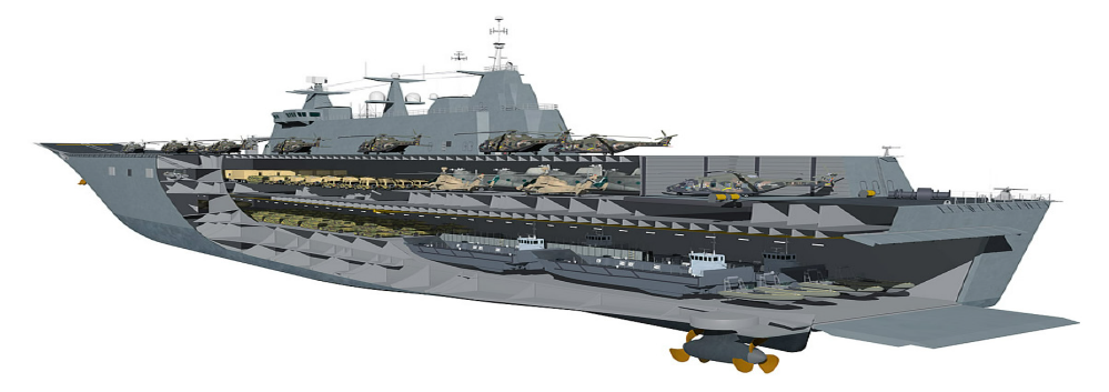 Image of equipment loaded onto a Canberra class Landing Helicopter Dock