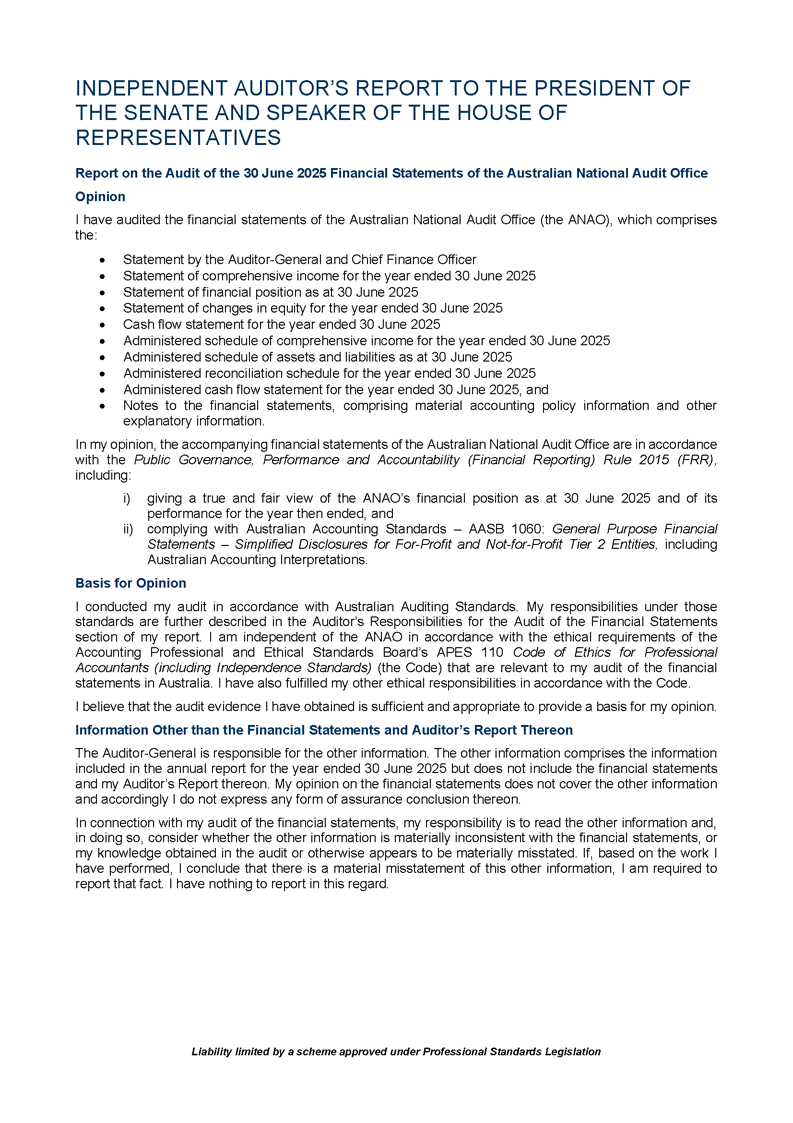 Page 3 - ANAO Financial Statements for the year ended 30 June 2025