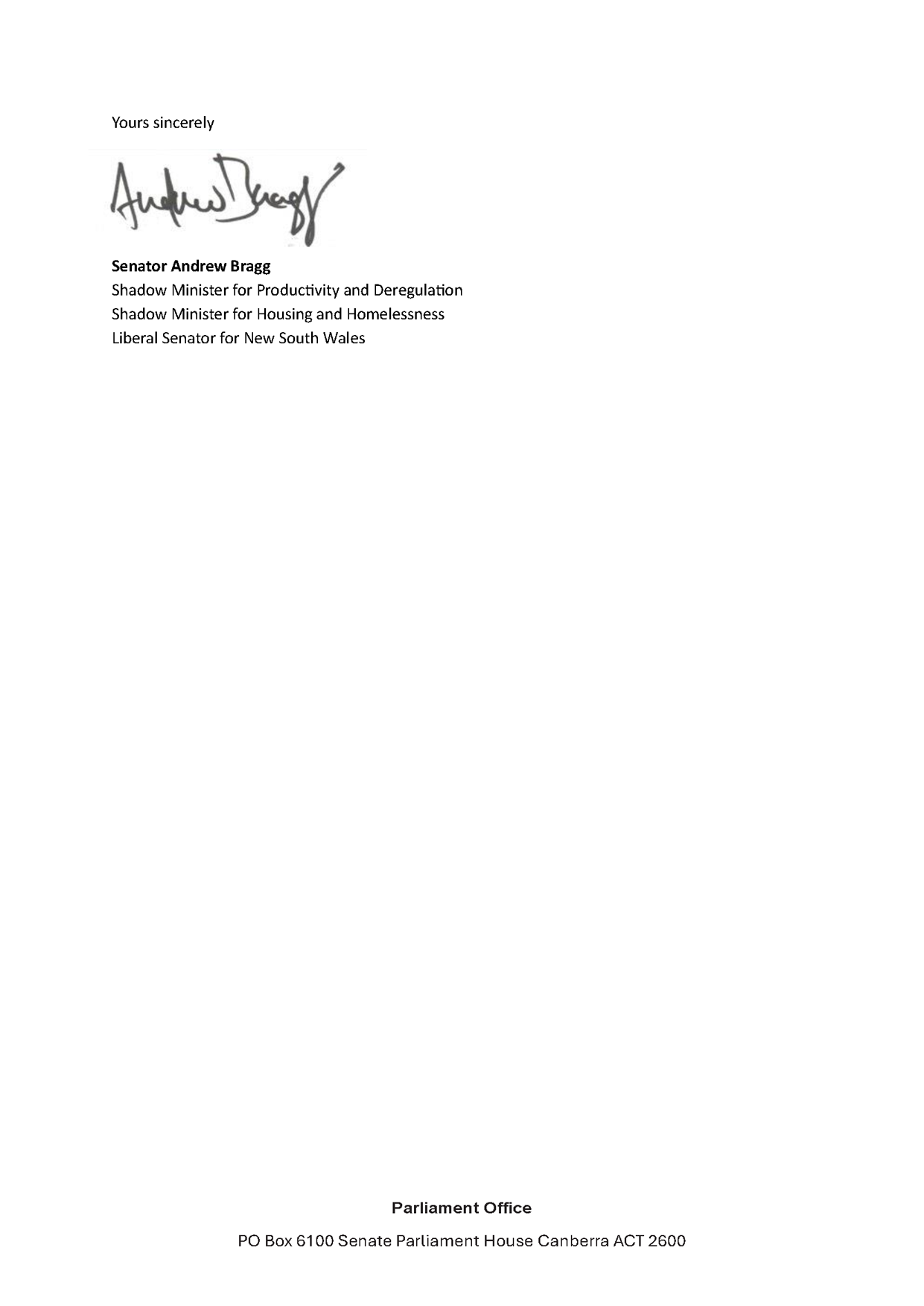 Correspondence from Senator Andrew Bragg 10 October 2025 Page 2