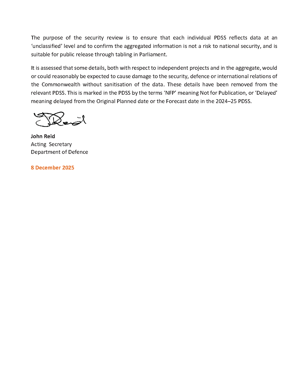 Statement by the Secretary of Defence  page 4