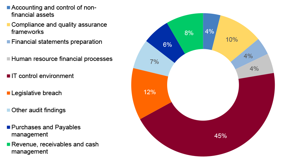 Figure 3.9: Percentage of audit findings by category at the conclusion of 2024–25 audits