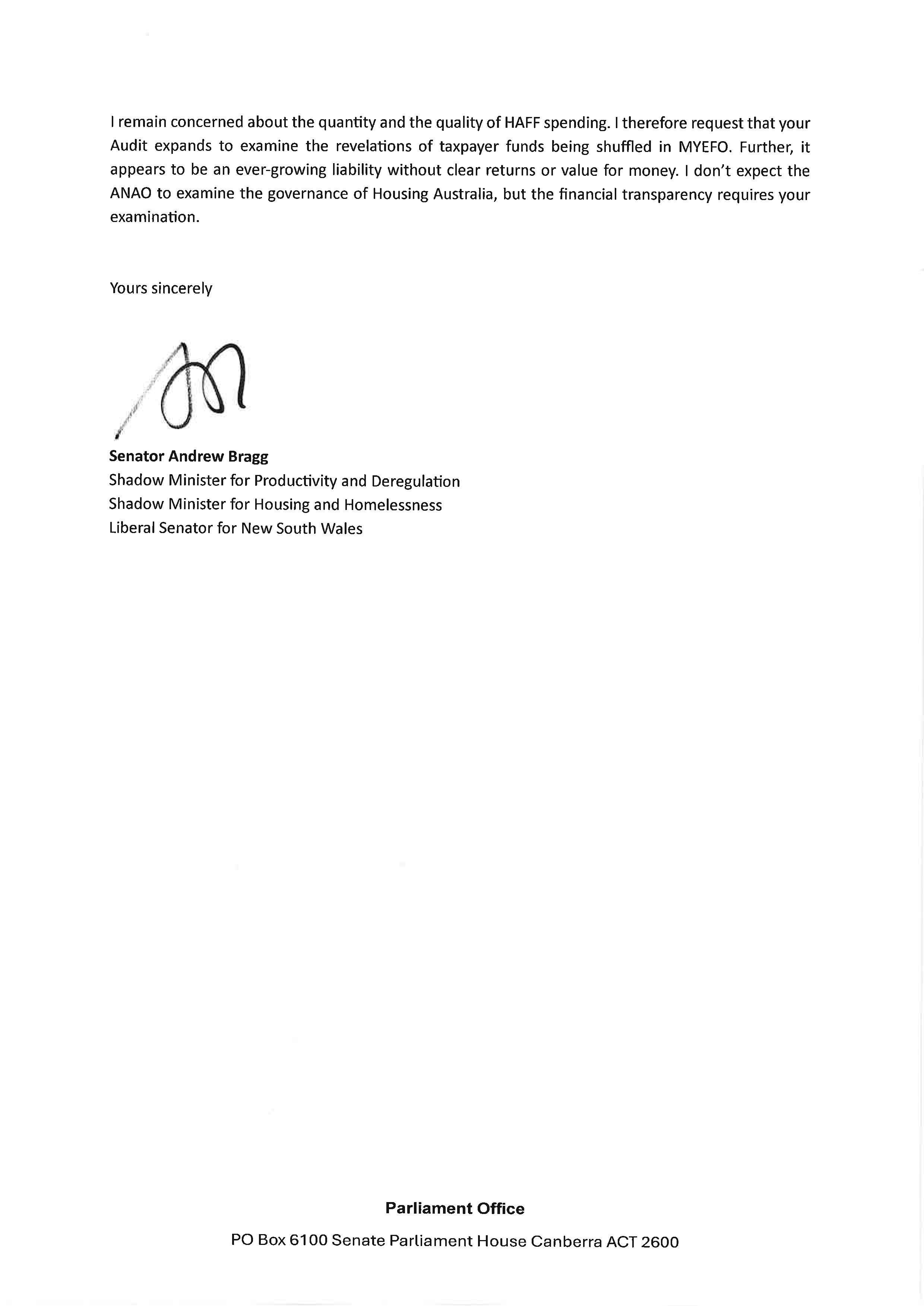 Correspondence from Senator Andrew Bragg 4 February 2026 Page 2