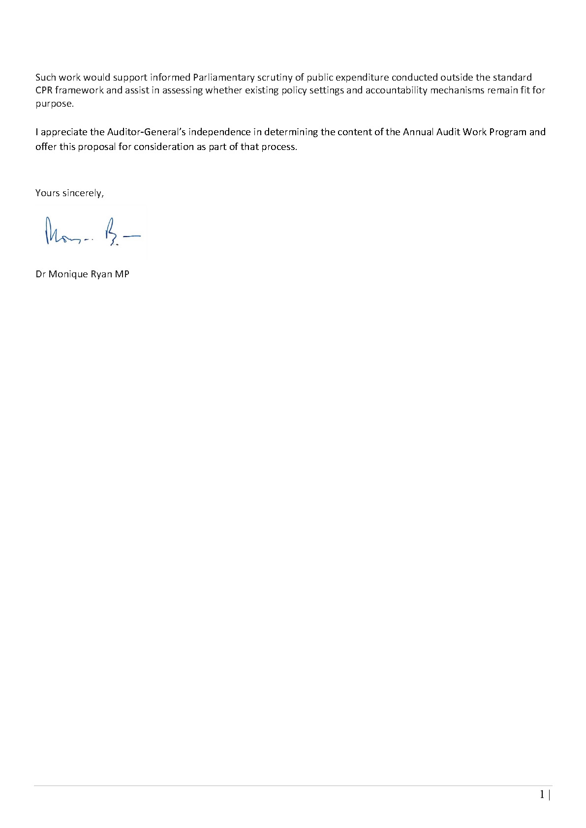Correspondence from Dr Monique Ryan MP page 2