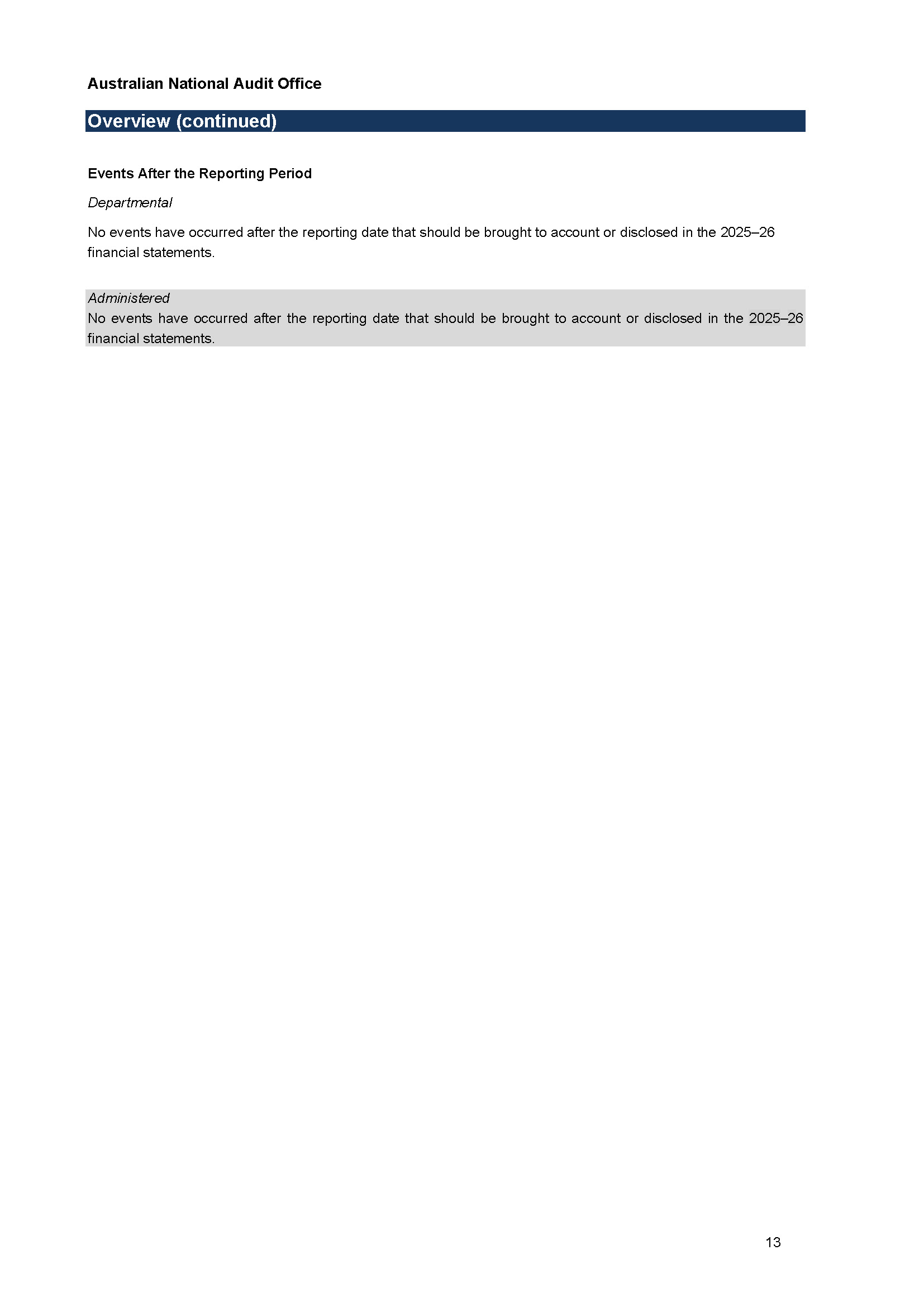 ANAO Independent Auditor’s report page 13
