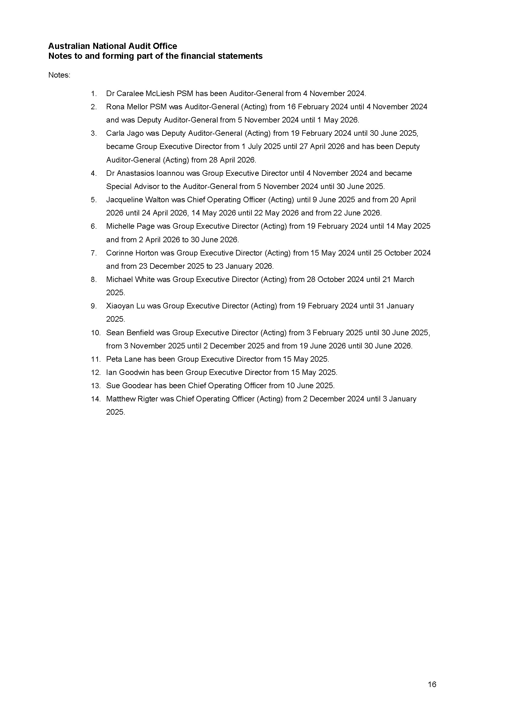 ANAO Independent Auditor’s report page 16