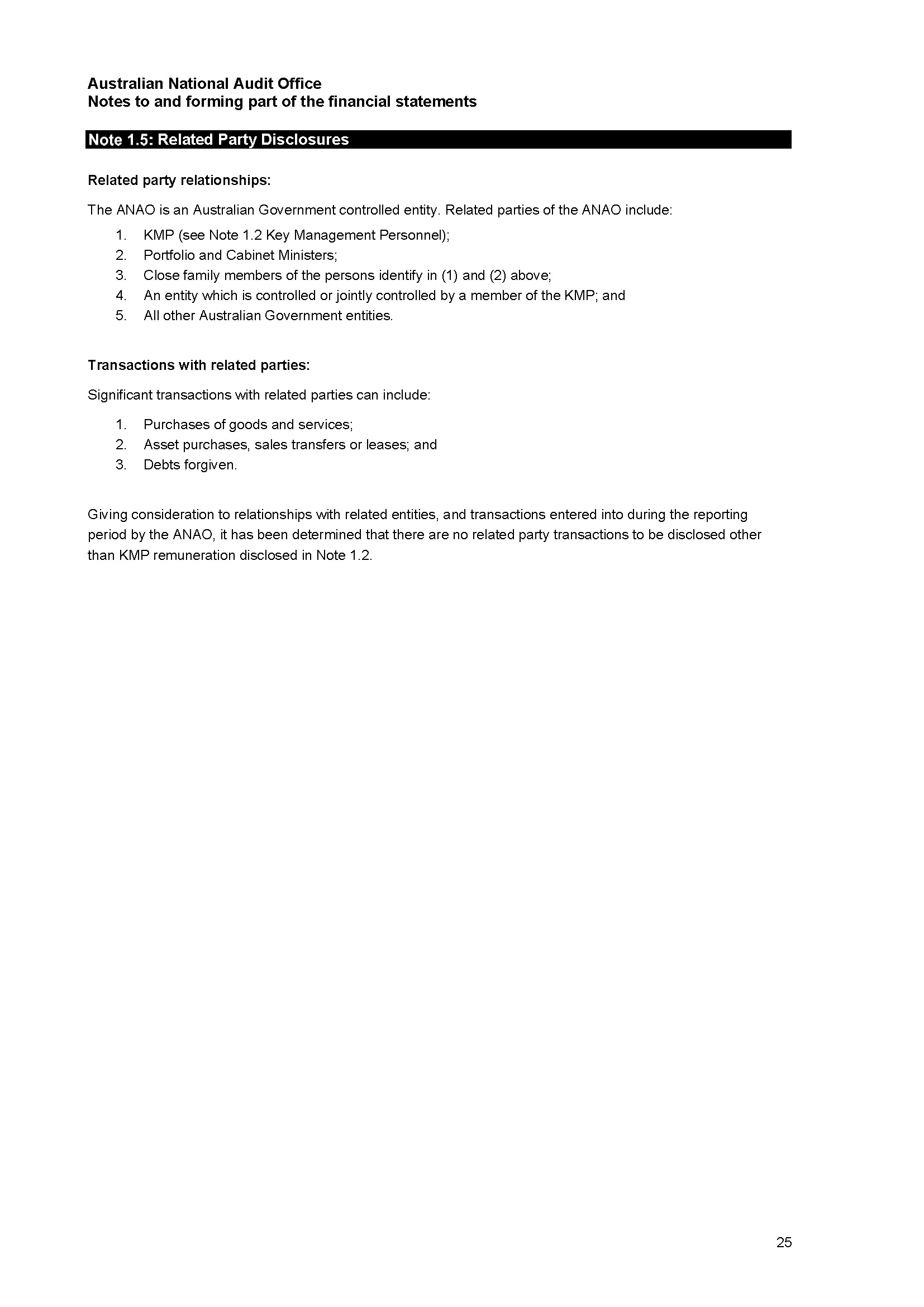 ANAO Independent Auditor’s report page 25