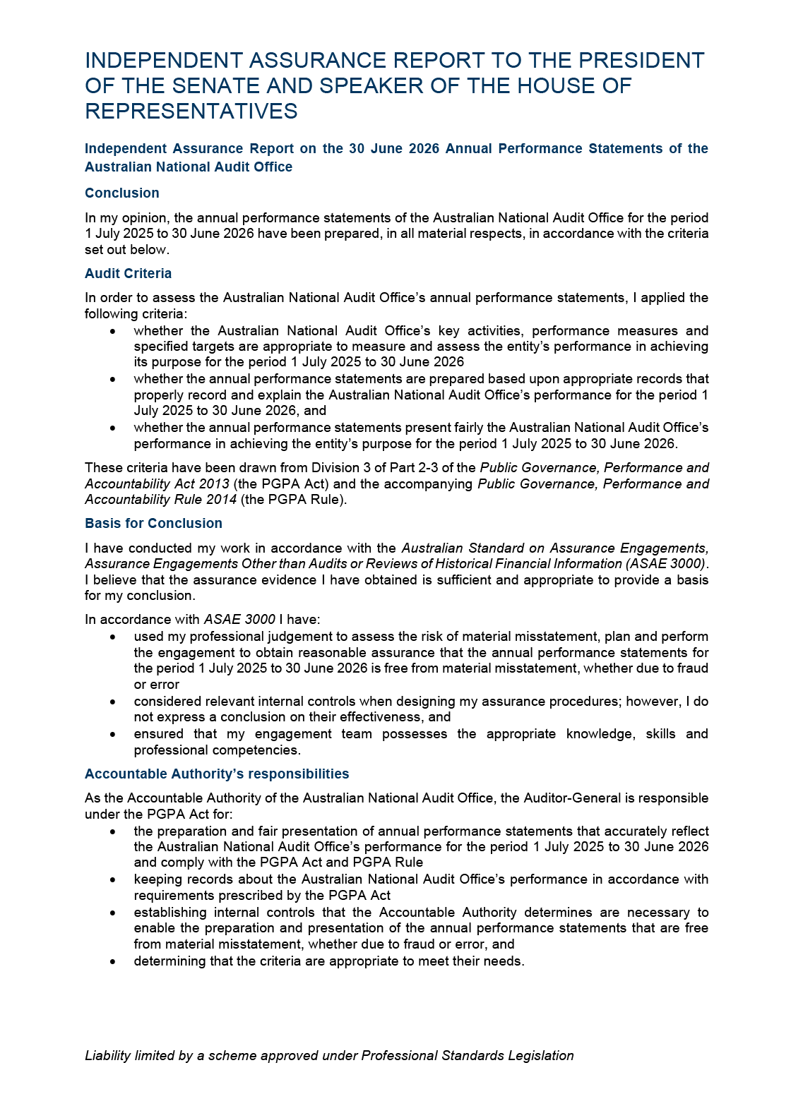 Independent Auditor’s report page 1