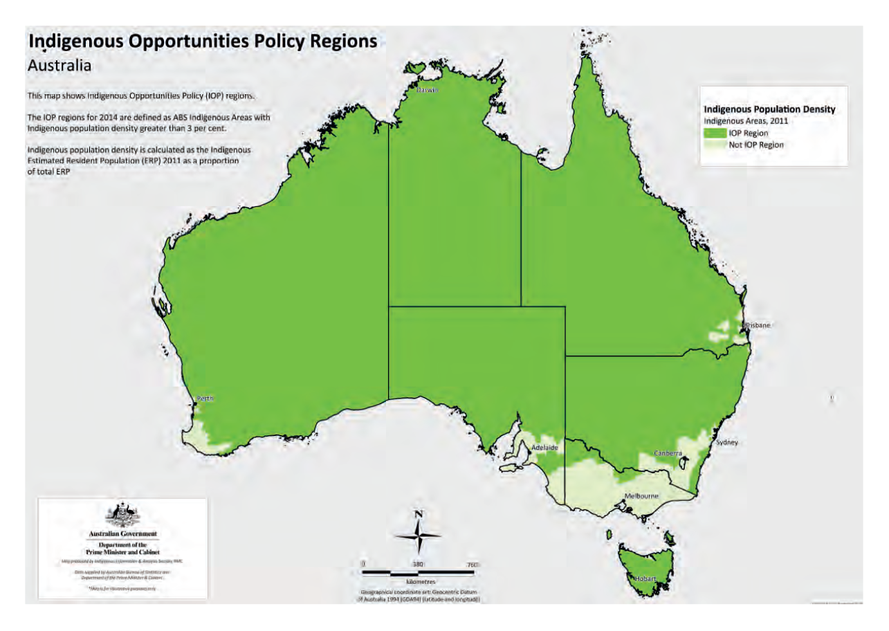 Indigenous Opportunities Policy Regions as at April 2015