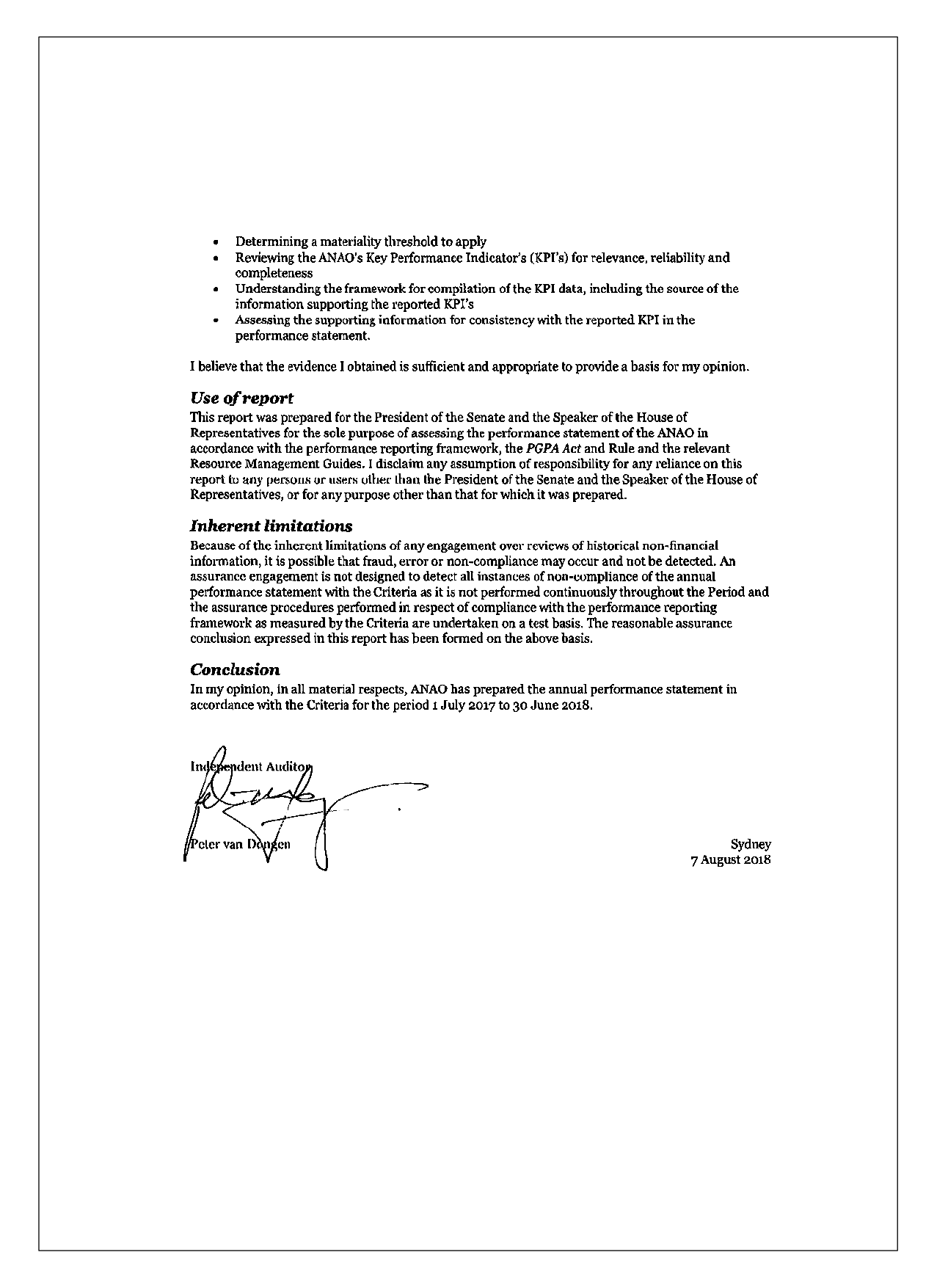 Page 2 of the Independent assurance report on the annual performance statement Page 2 of the Independent assurance report on the annual performance statement