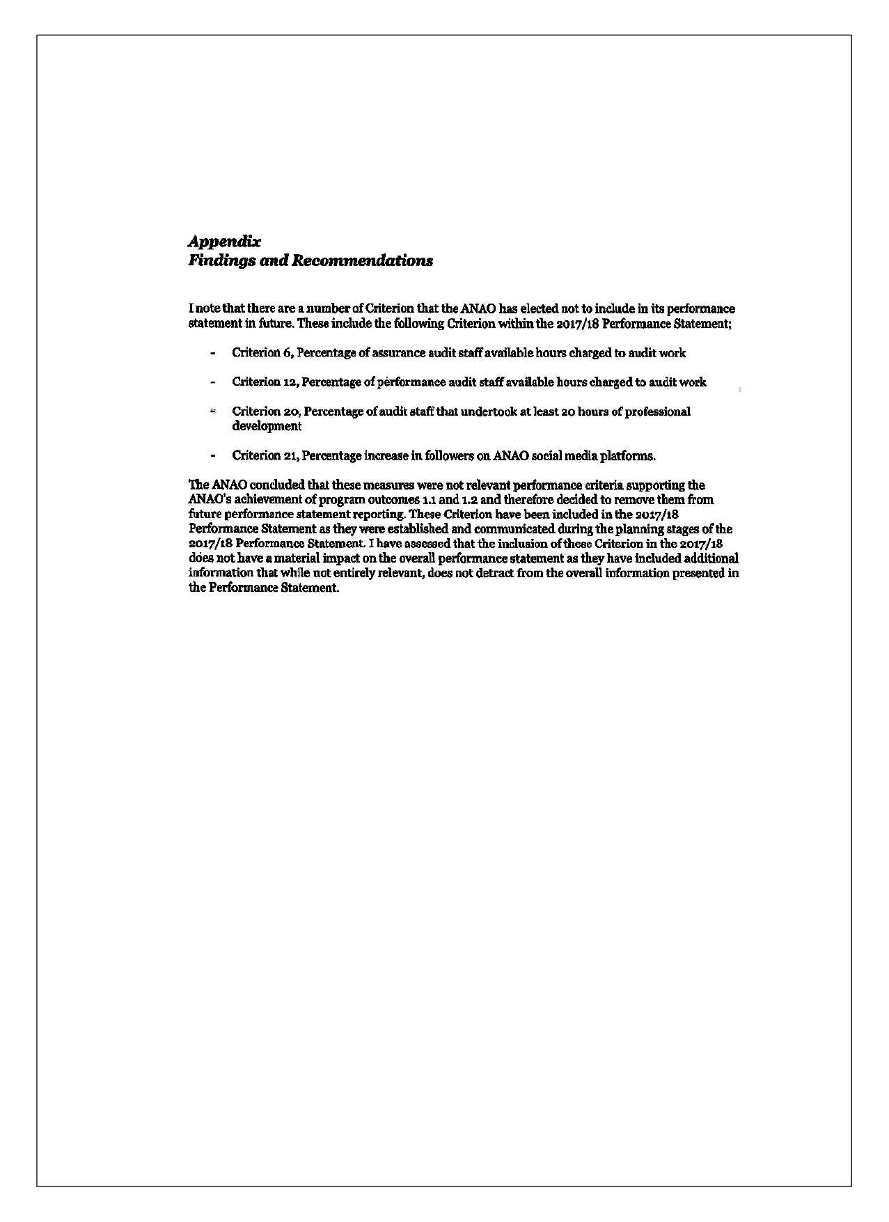 Appendix to the Independent assurance report on the annual performance statement Appendix to the Independent assurance report on the annual performance statement