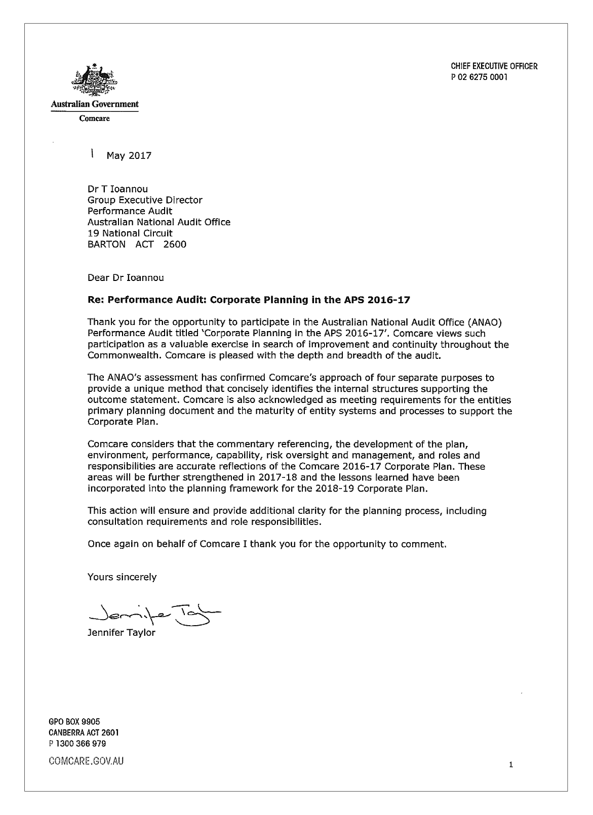 Comcare response letter Comcare response letter