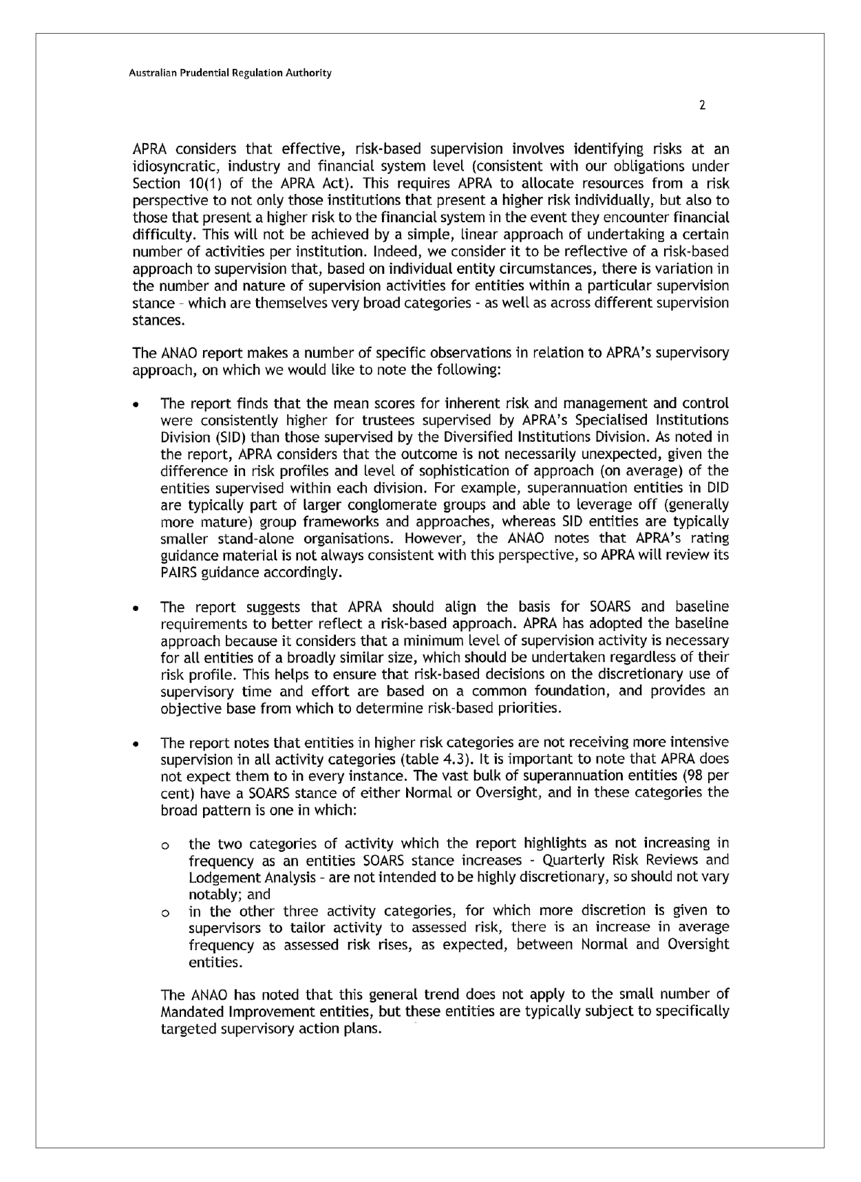 APRA response letter page 2