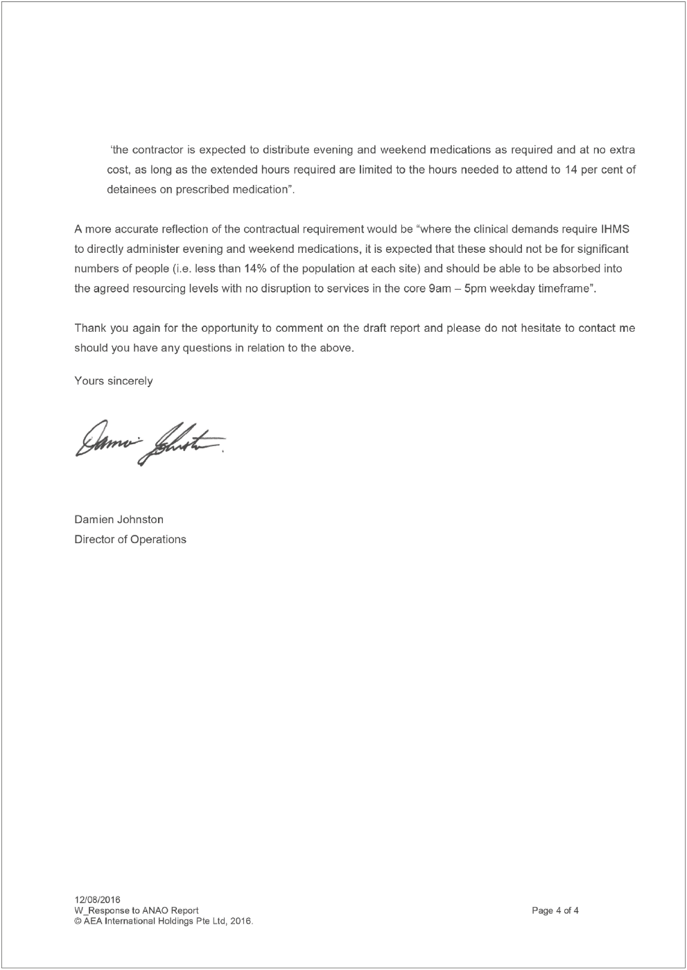 IHMS Response IHMS Response