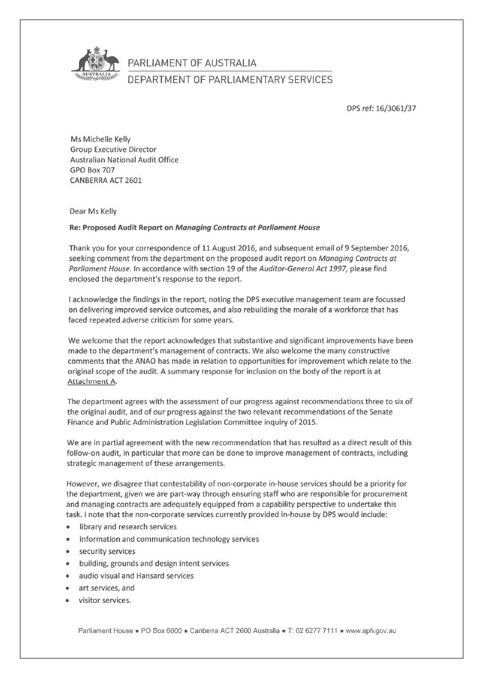 Agency response