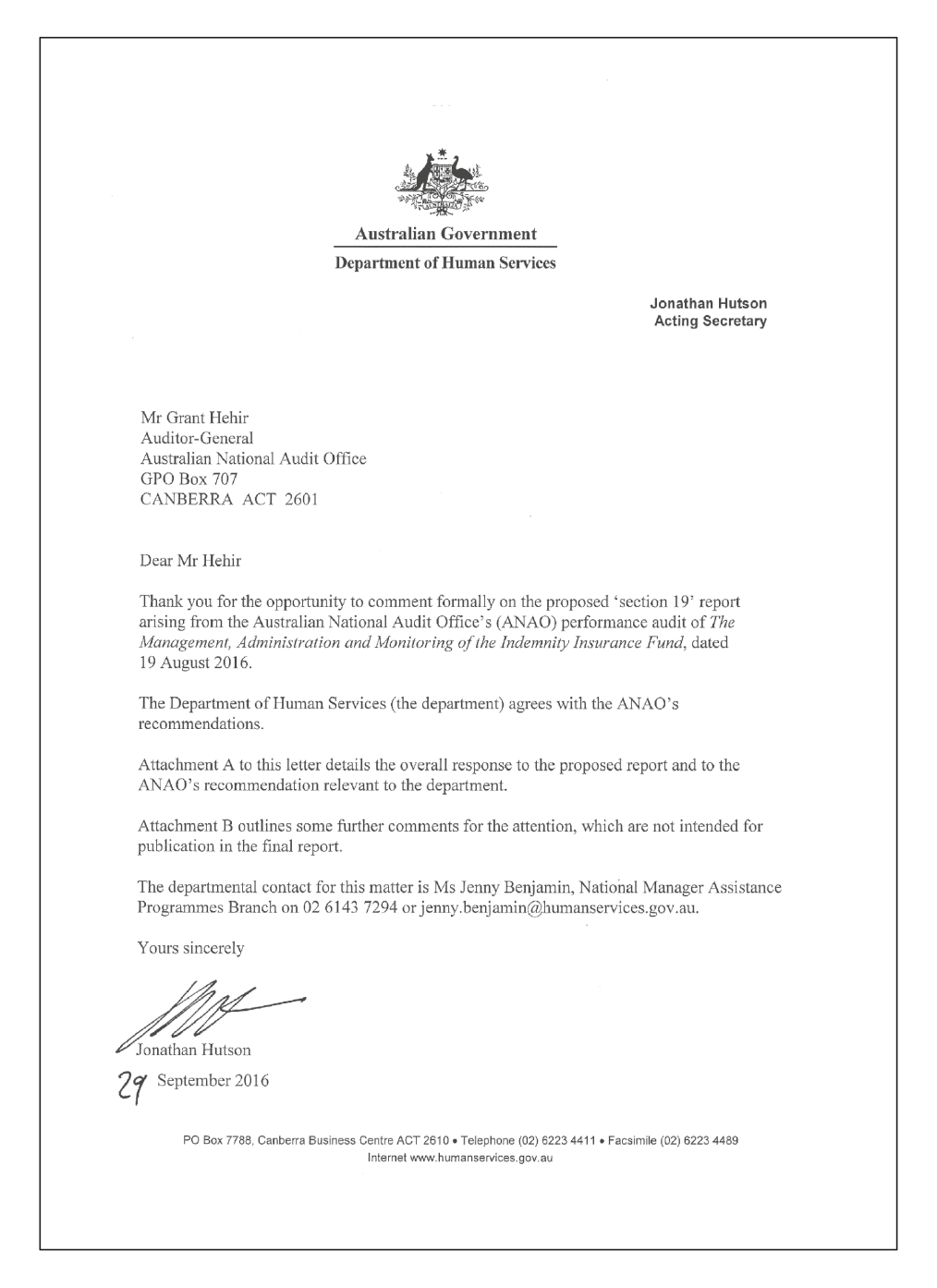 Agency Response Agency Response