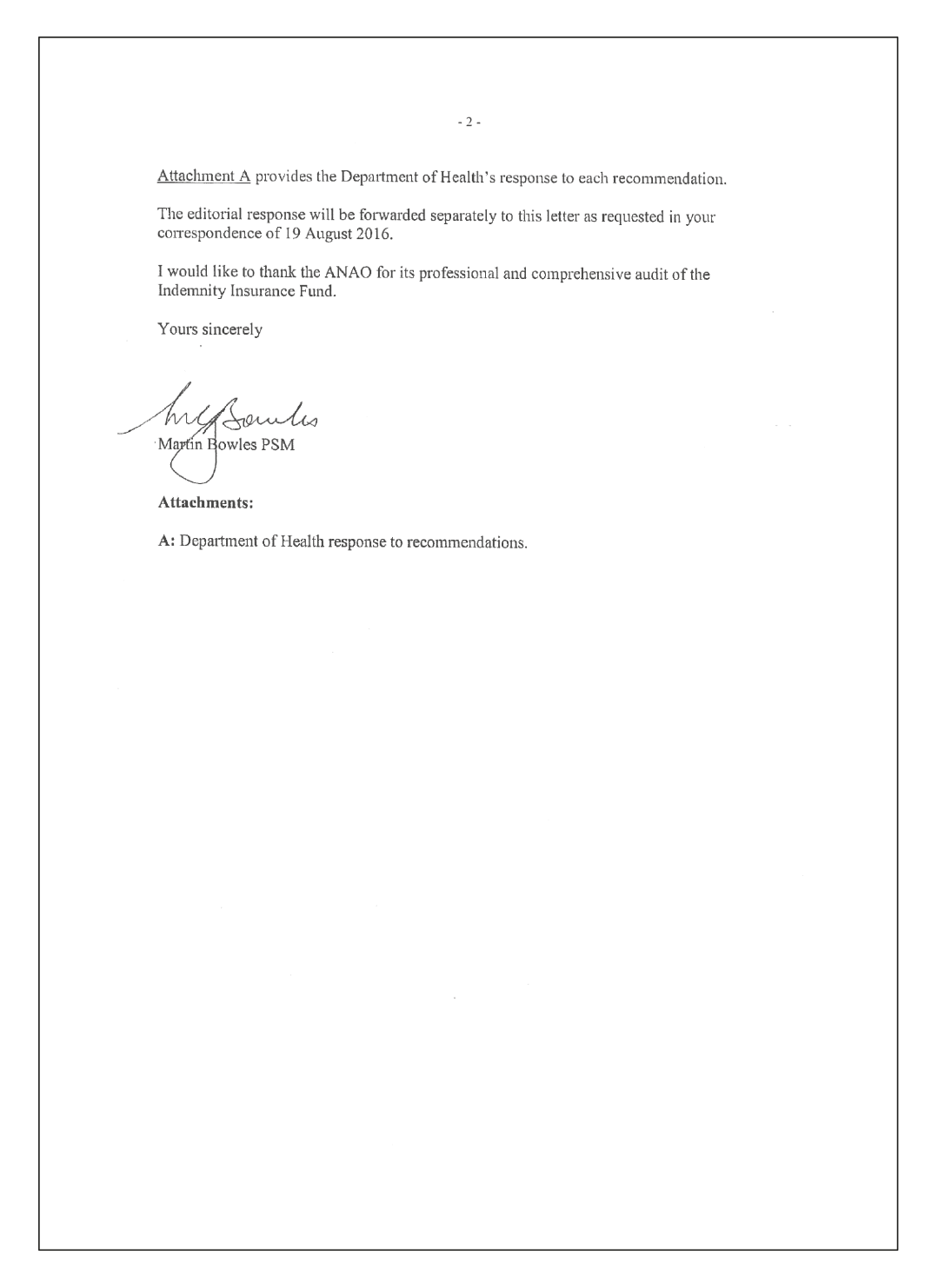 Agency Response Agency Response