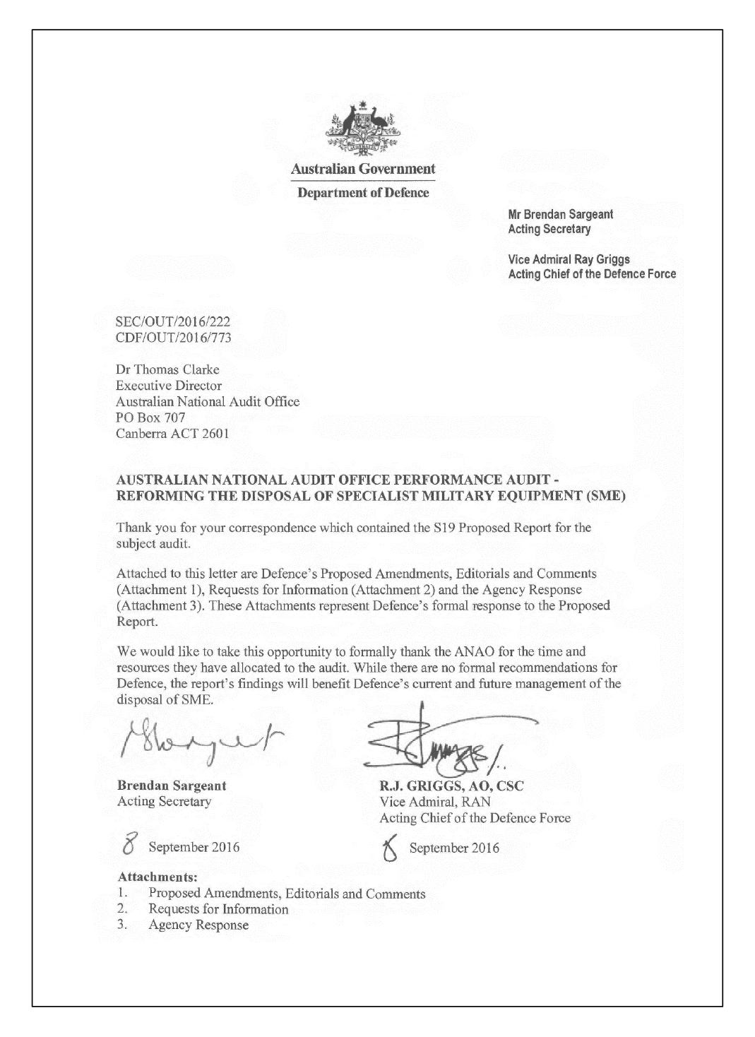 Agency Response Agency Response