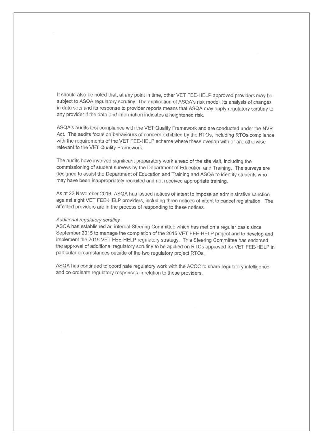 Entity response letter