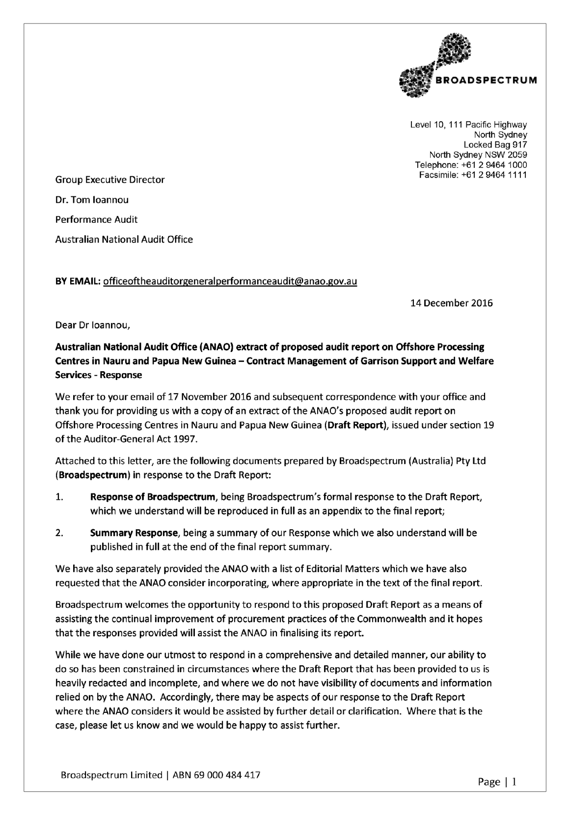Broadspectrum response