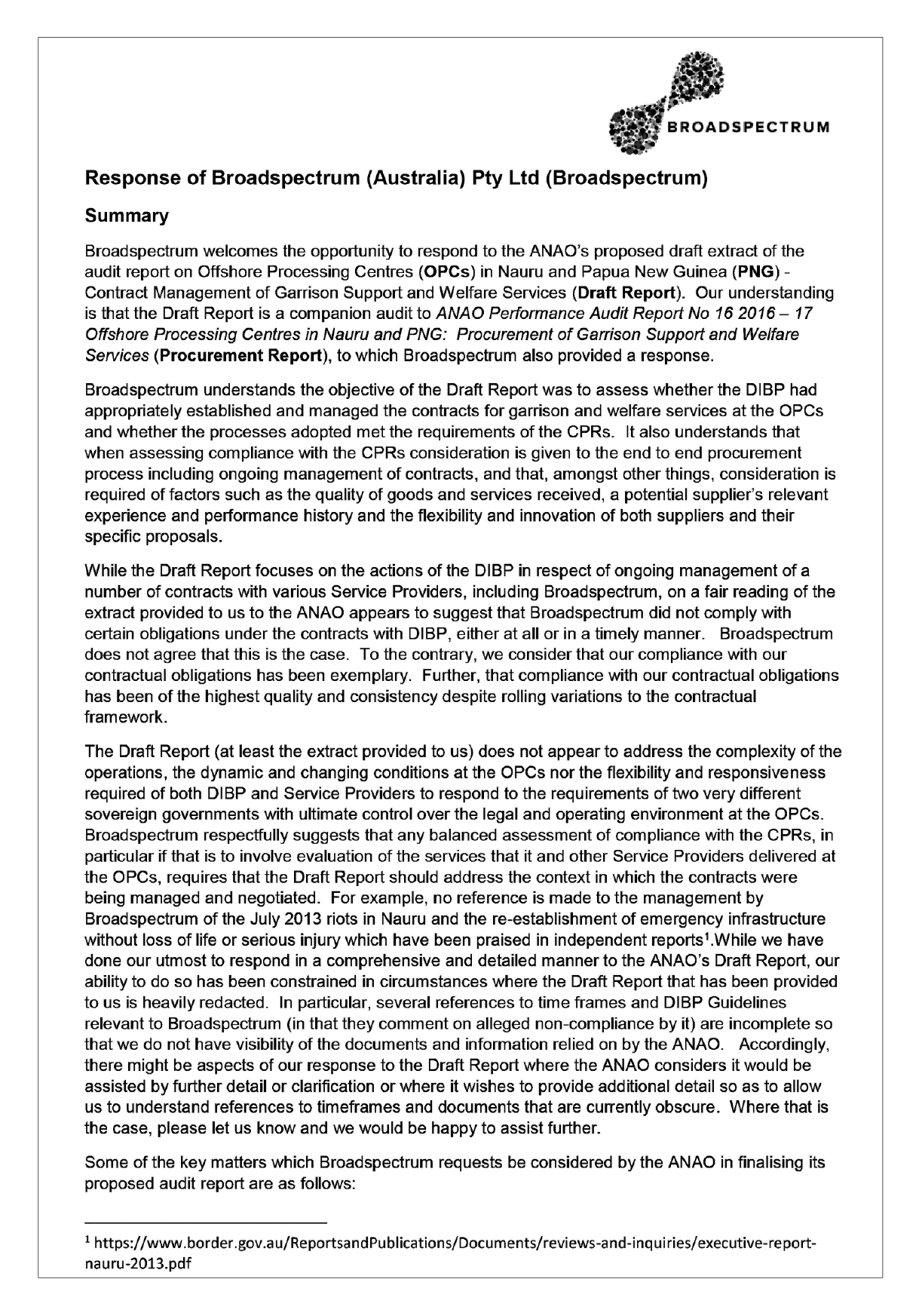 Broadspectrum response