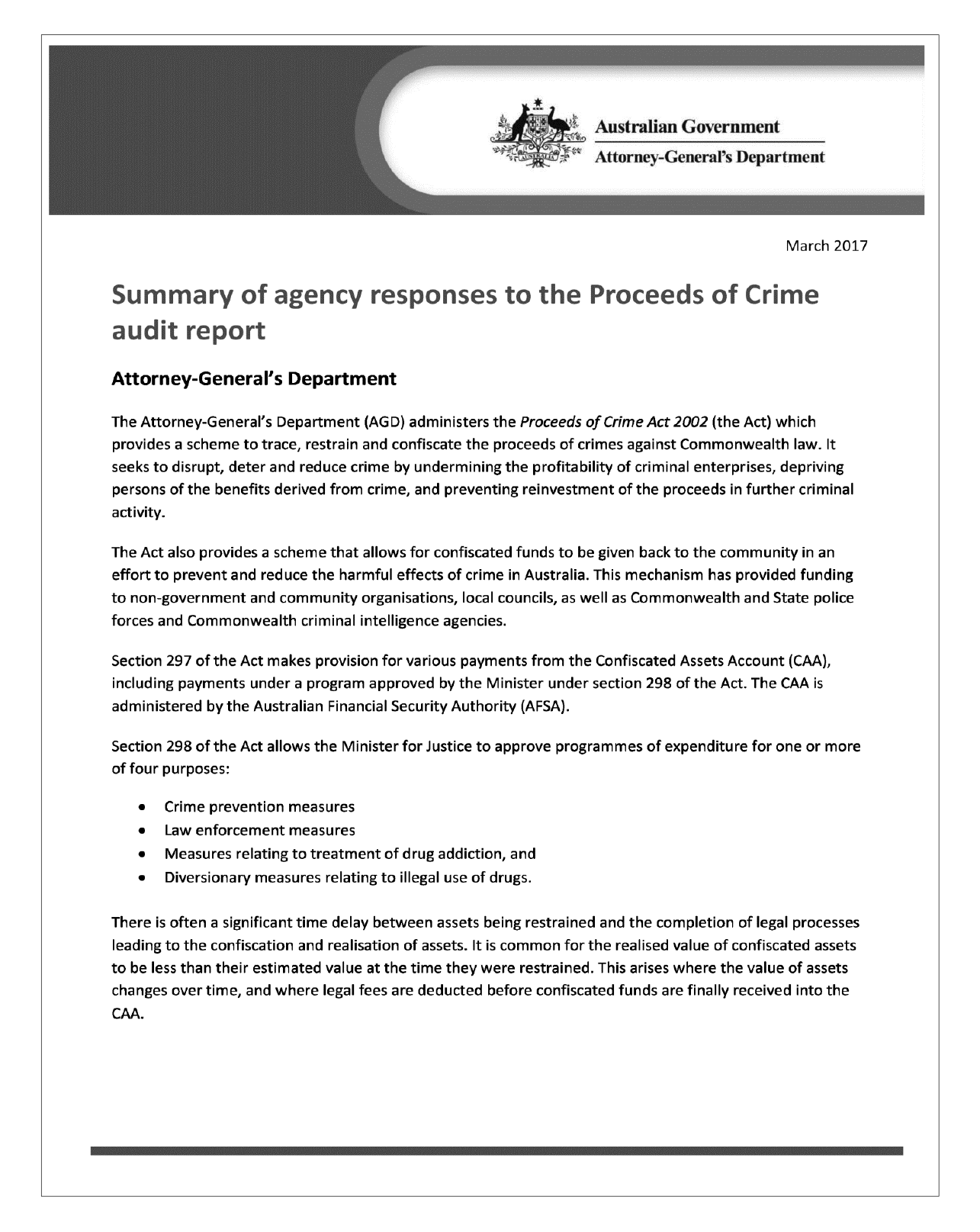 Summary of agency responses page 1 Summary of agency responses page 1