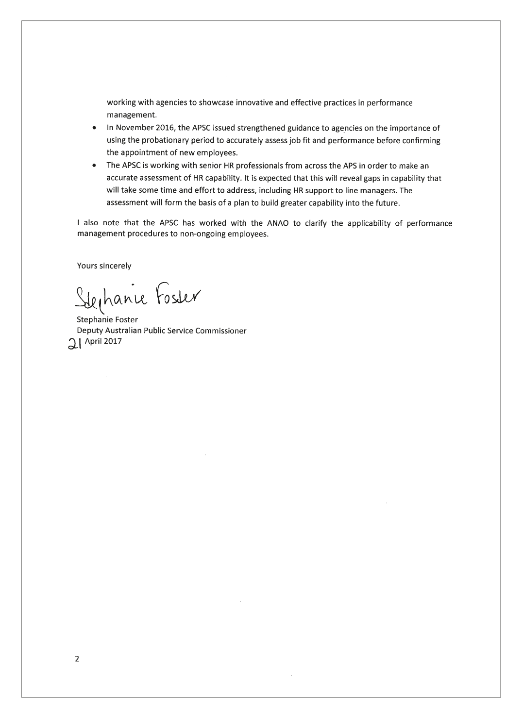 Response from Australian Public Service Commission page 2