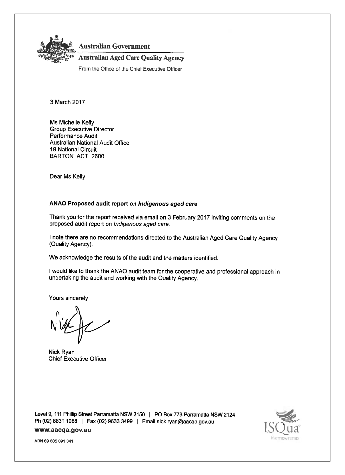 Australian Aged Care Quality Agency response
