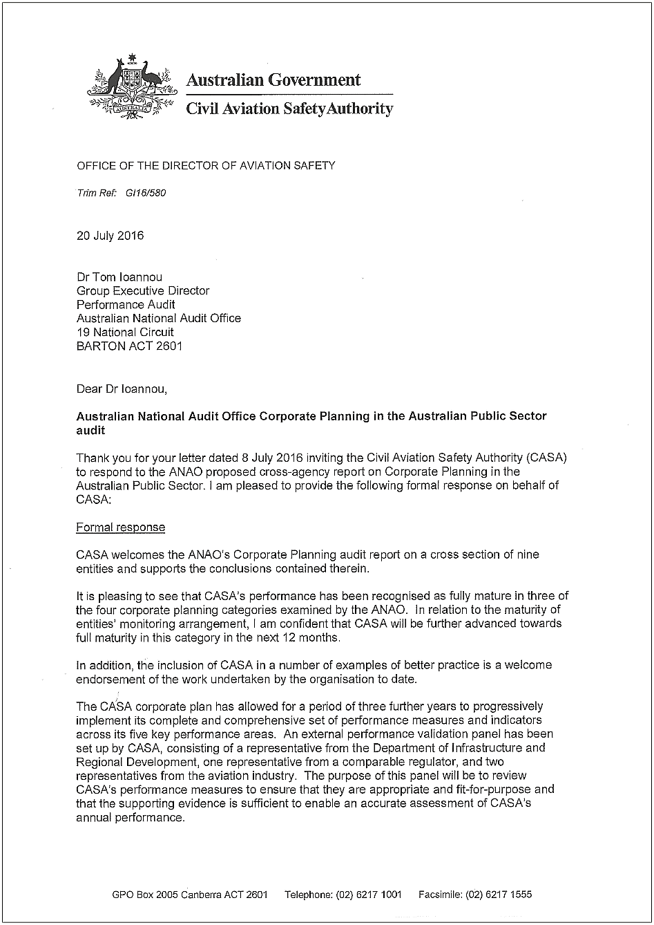 CASA response