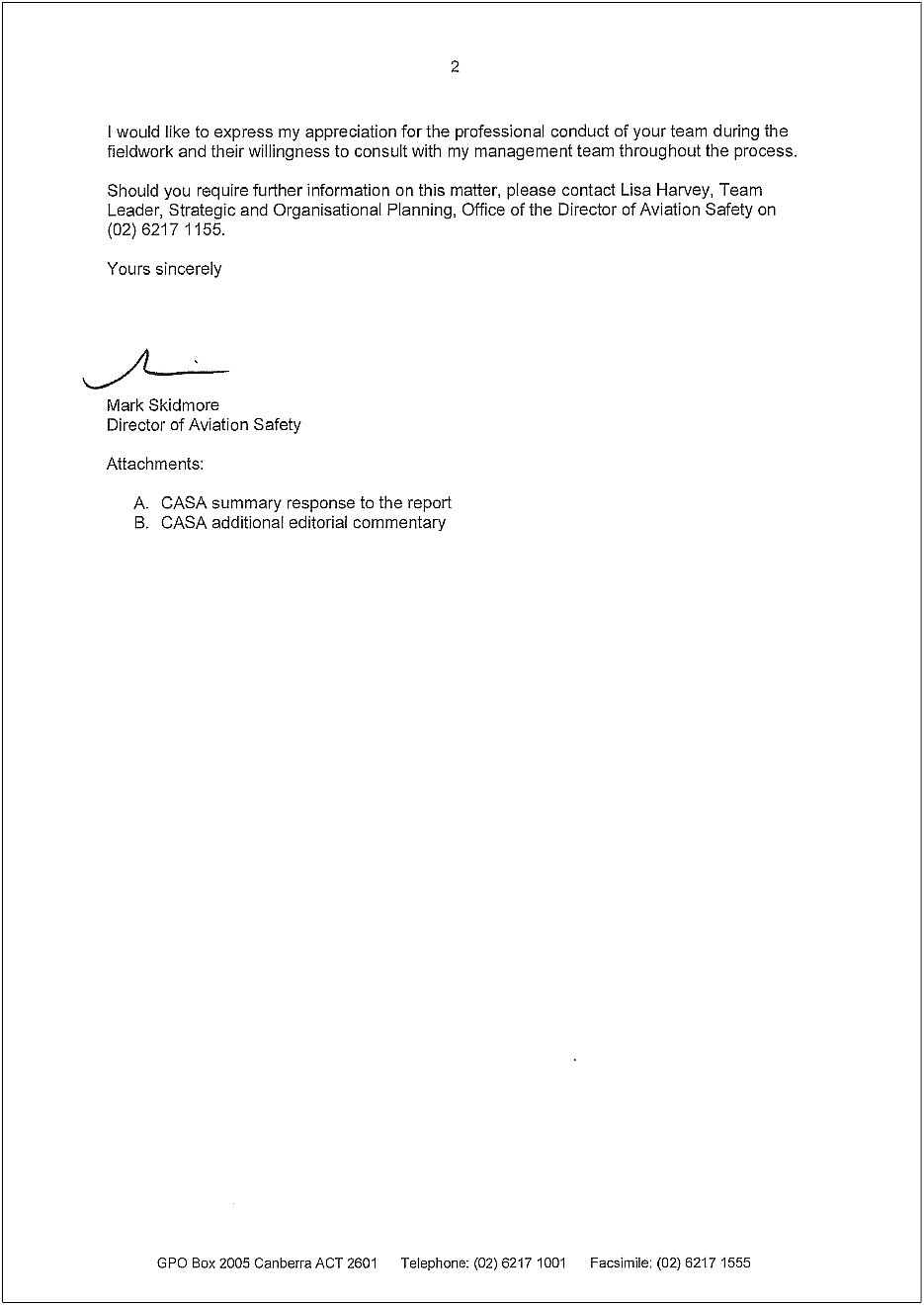 CASA response