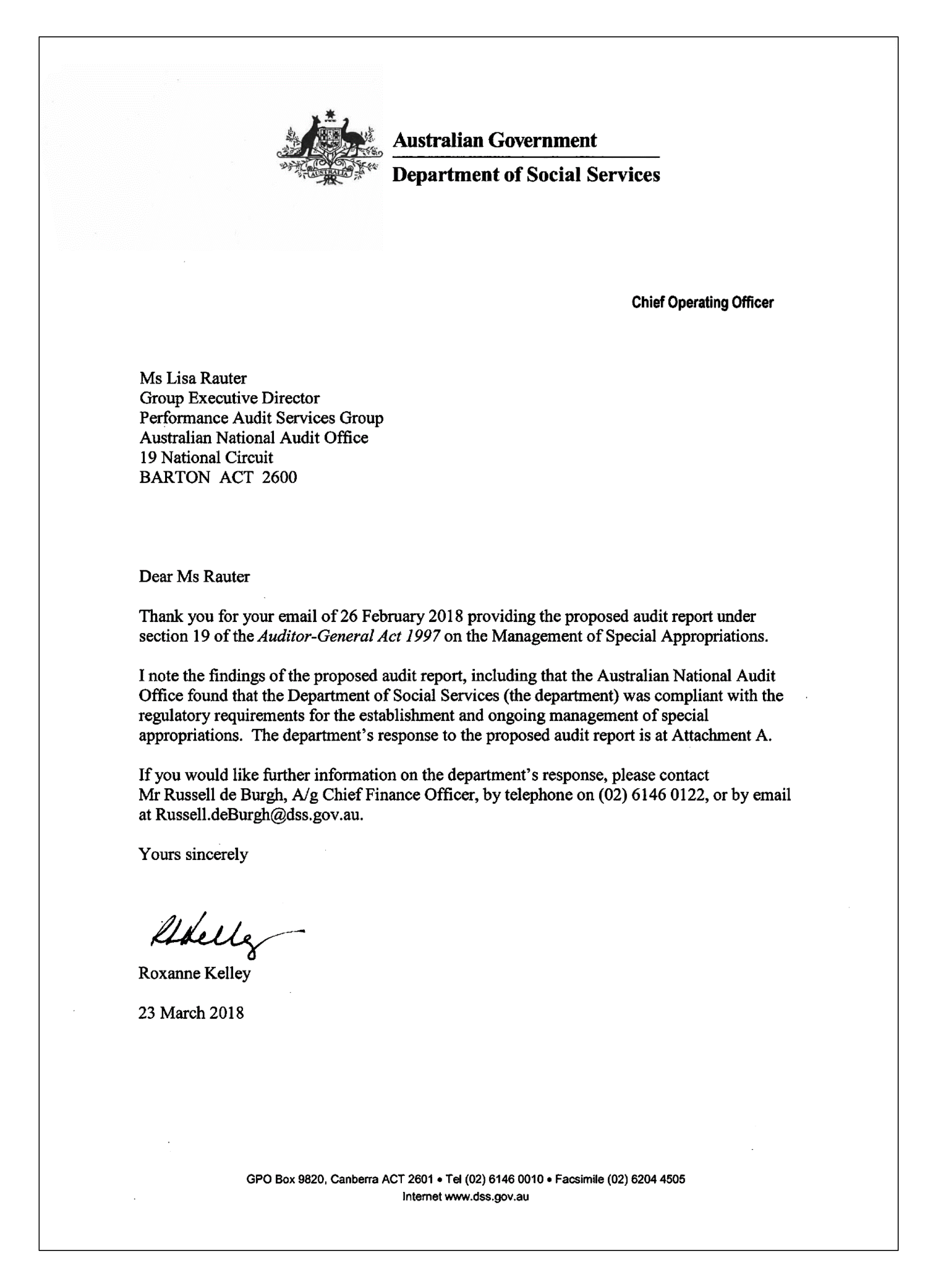 Department of Social Services response page 1 Department of Social Services response page 1