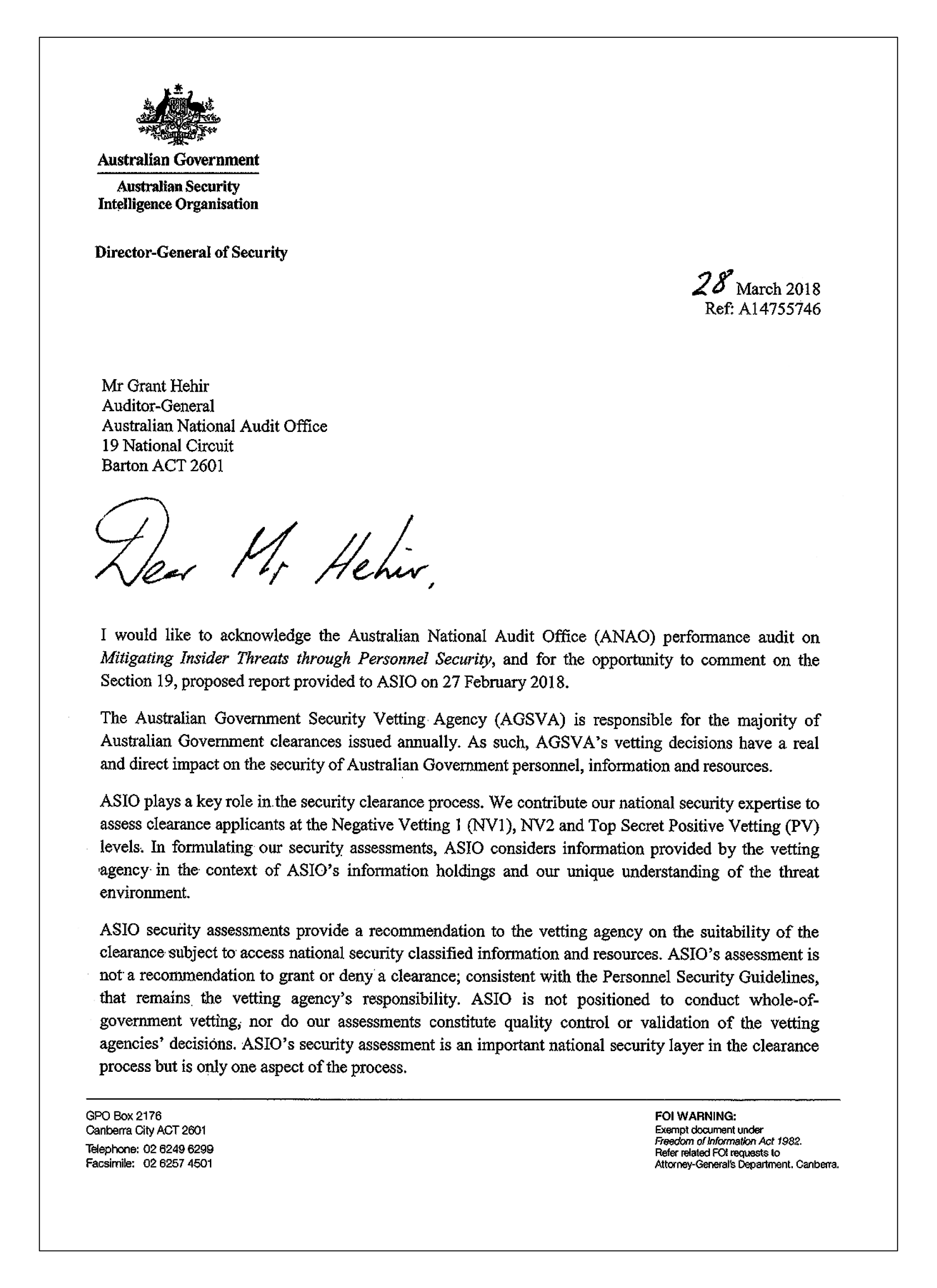 Australian Security Intelligence Organisation page 1