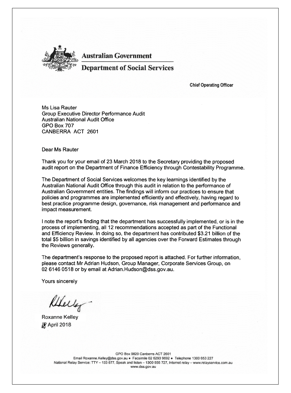 Department of Social Services response page 1 Department of Social Services response page 1