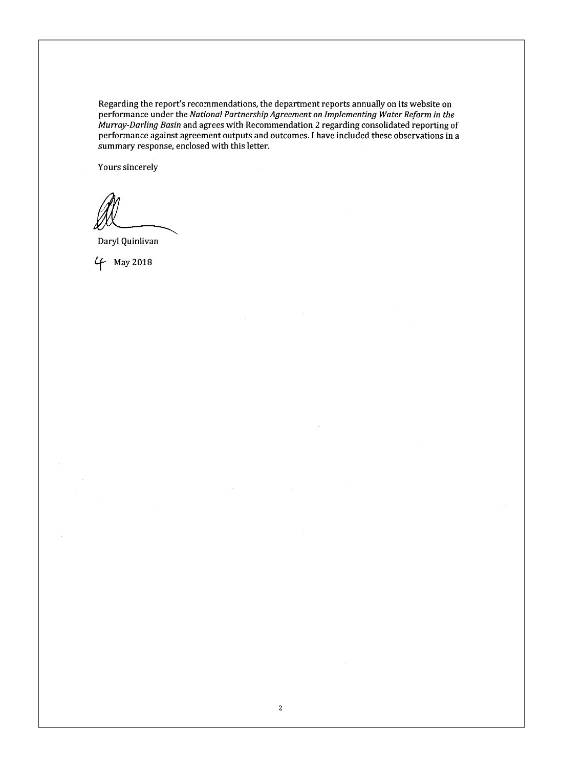 Department of Agriculture response page 2