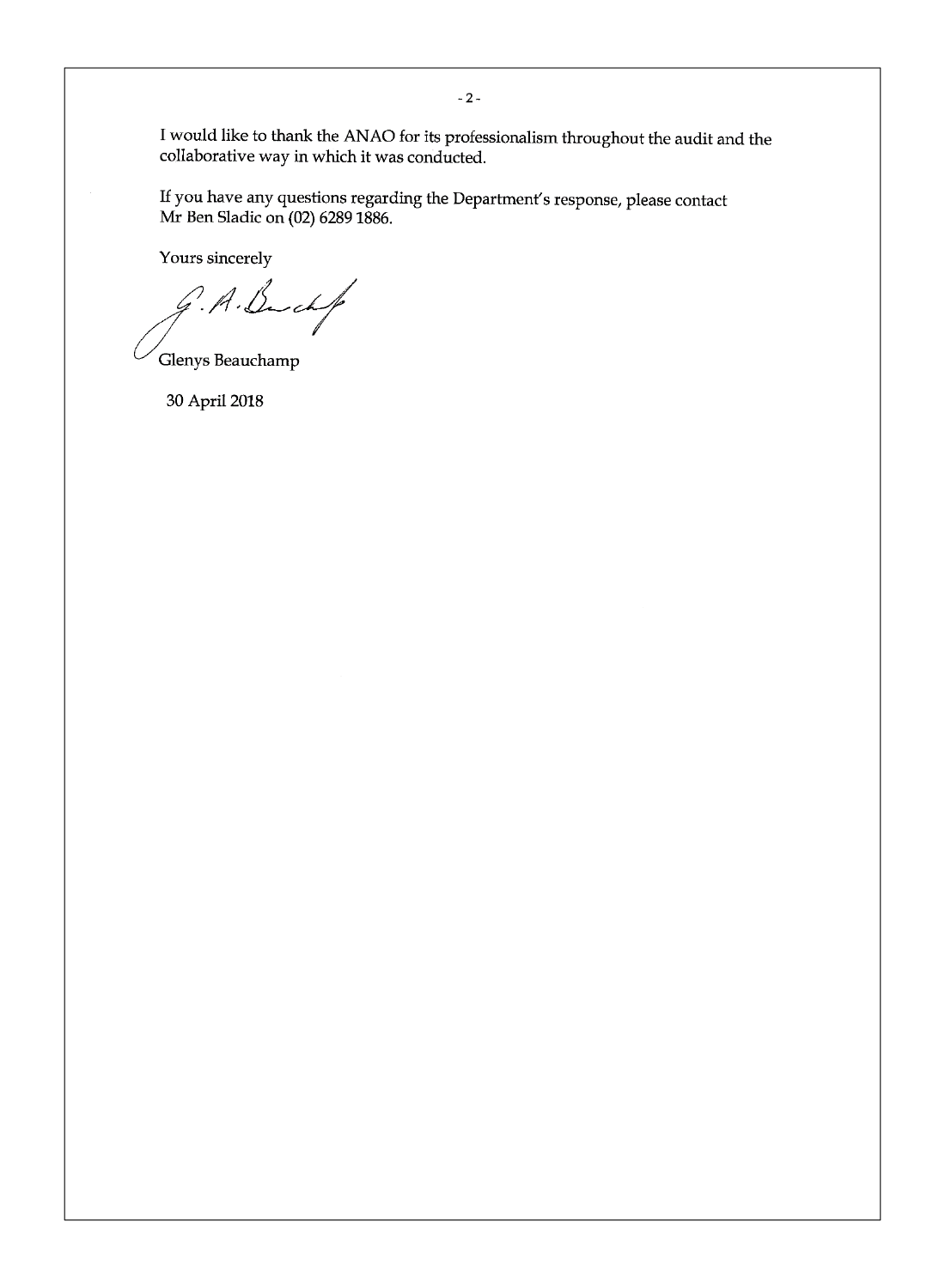 Department of Health response page 2