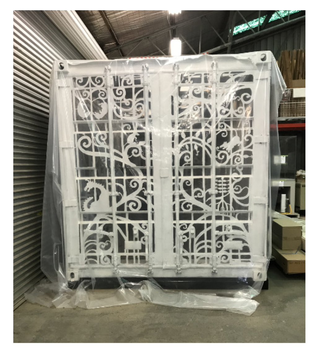 A photograph of the sculpture Domesticated Turf in the NGA’s storage facility. A photograph of the sculpture Domesticated Turf in the NGA’s storage facility.
