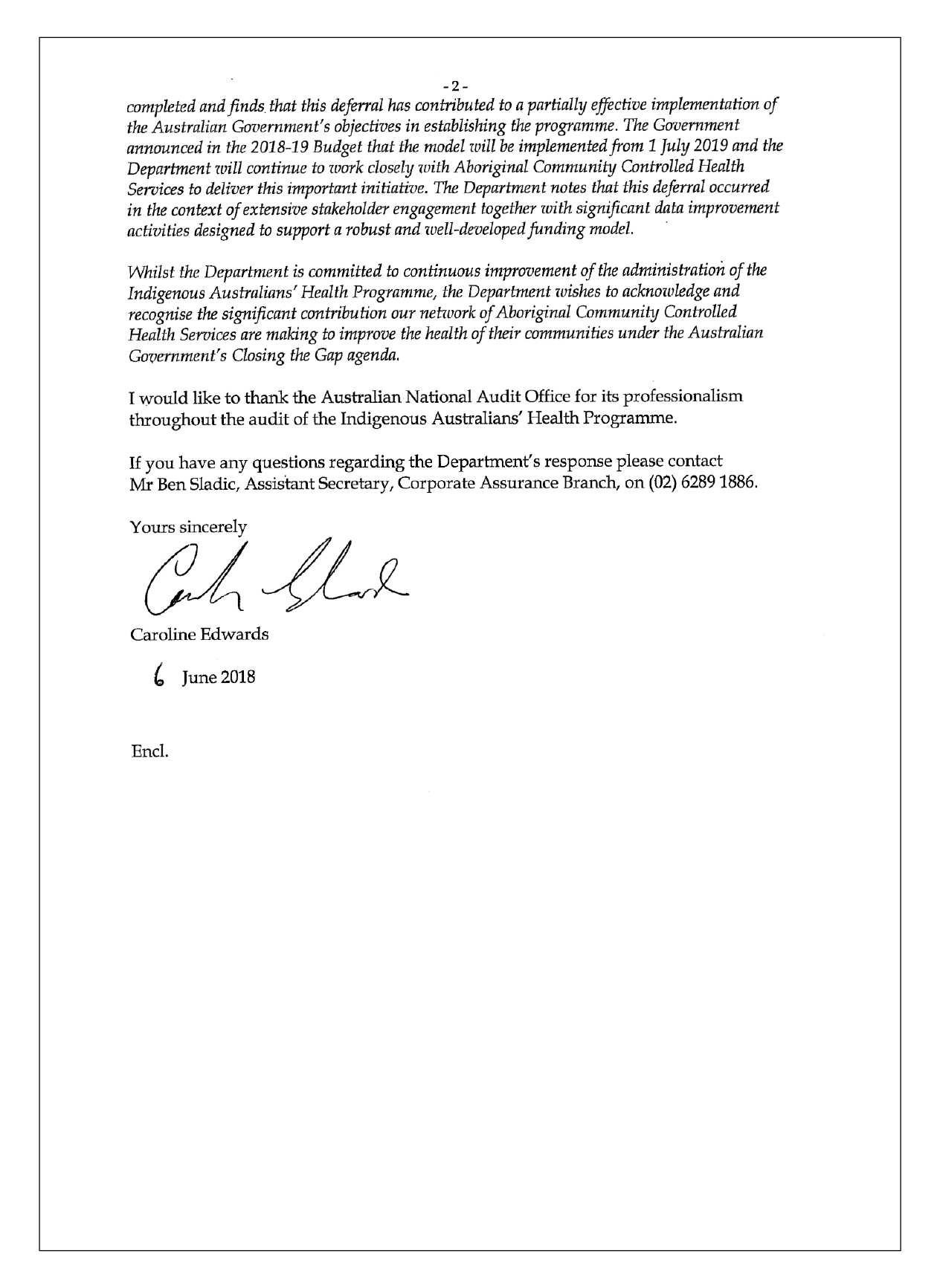 Health response letter page 2 Health response letter page 2