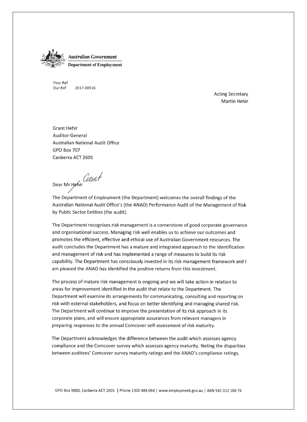 Employment response letter