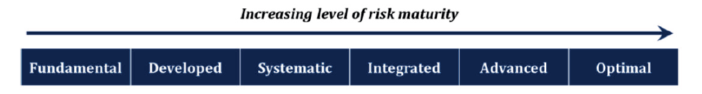 Diagram showing the six level risk maturity model rating