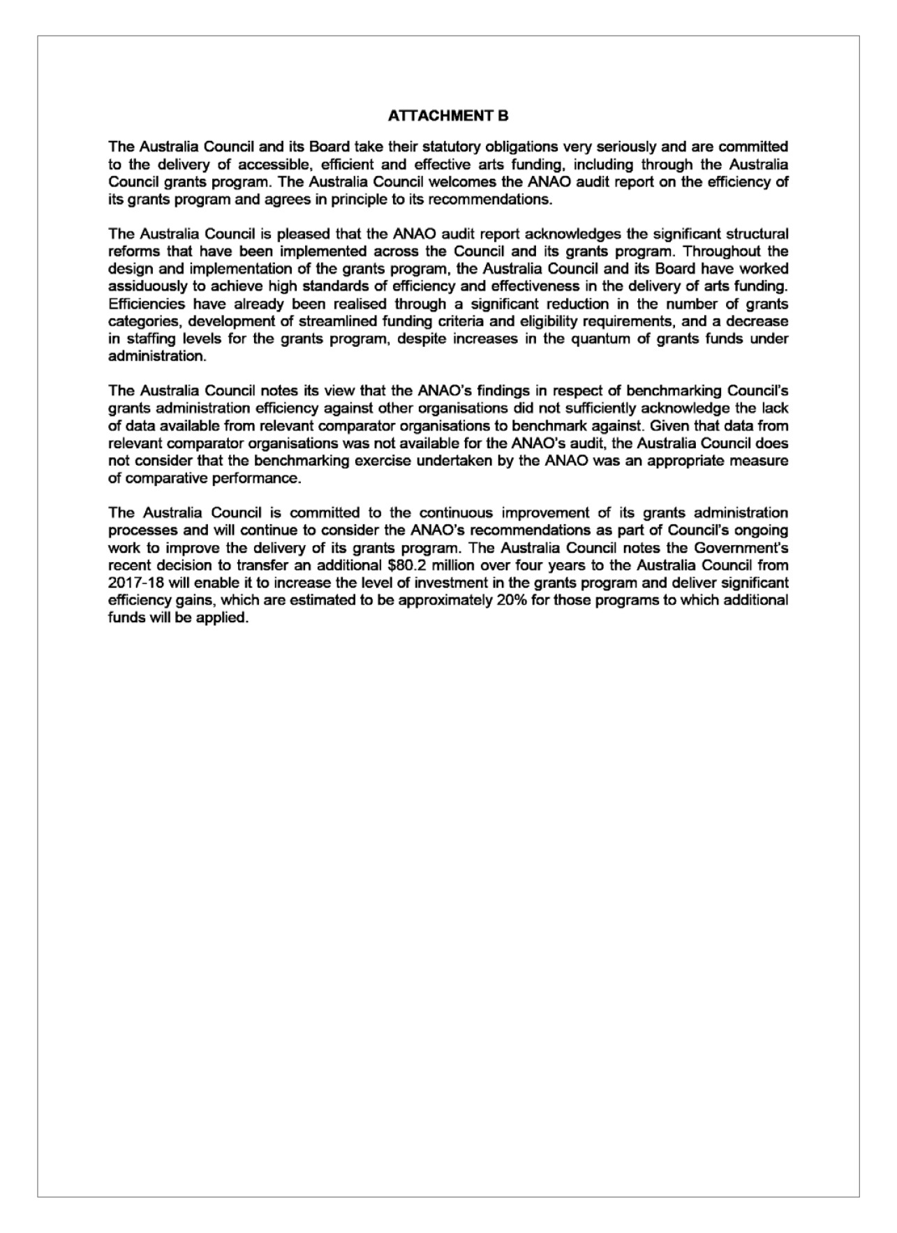 Attachment B - Australia Council for the Arts response letter Attachment B - Australia Council for the Arts response letter