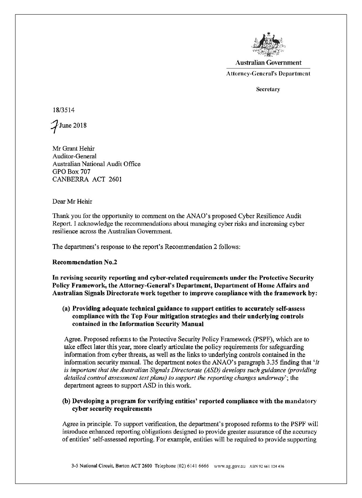 Attorney-Generals response letter Attorney-Generals response letter