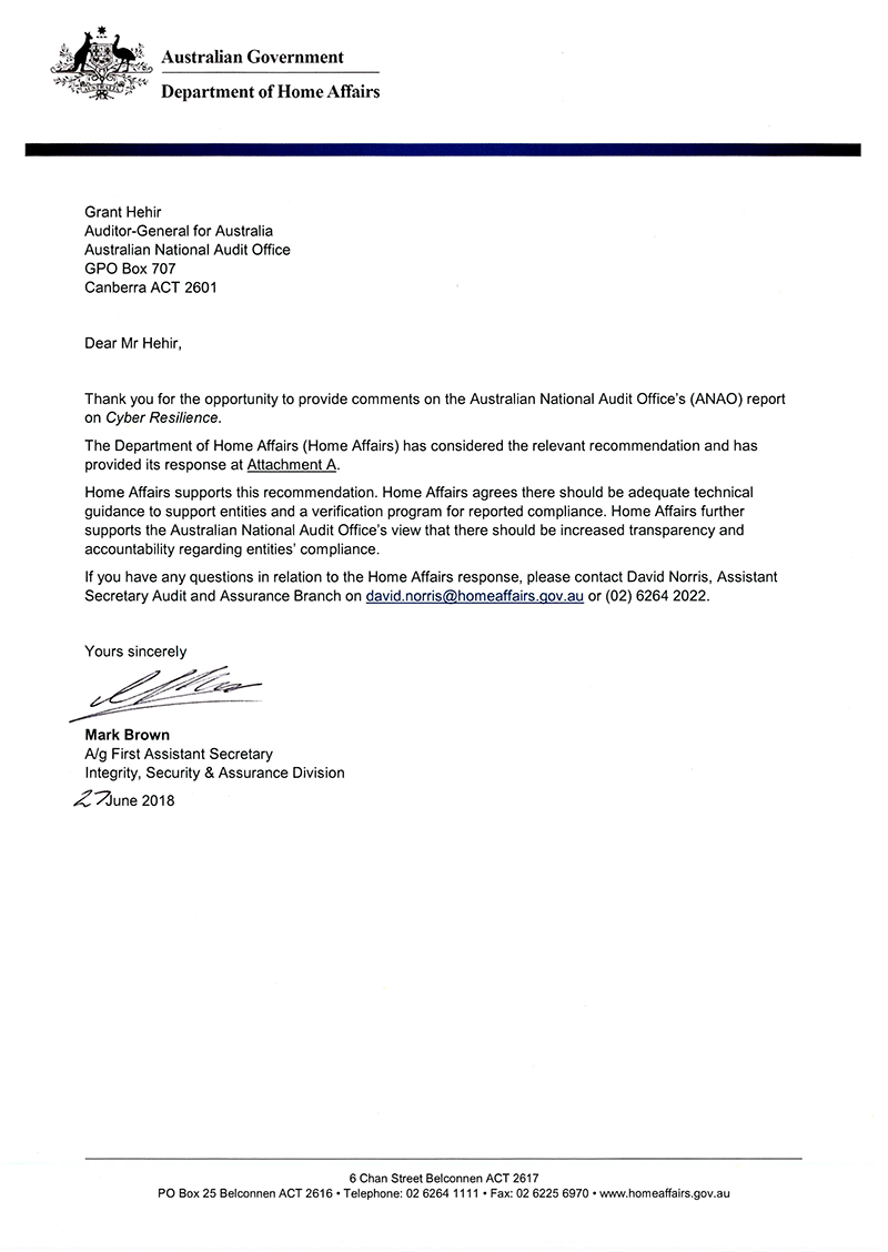 Home Affairs response letter Home Affairs response letter