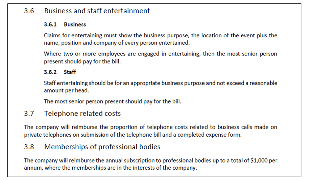 See text for a description of MICs expenses policy - entertainment, telephone and professional membership expenses See text for a description of MICs expenses policy - entertainment, telephone and professional membership expenses