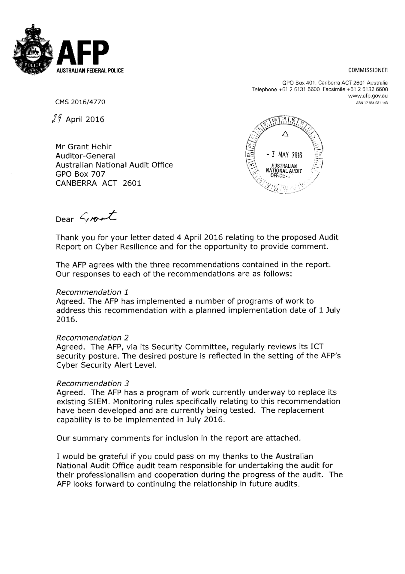 AFP response AFP response
