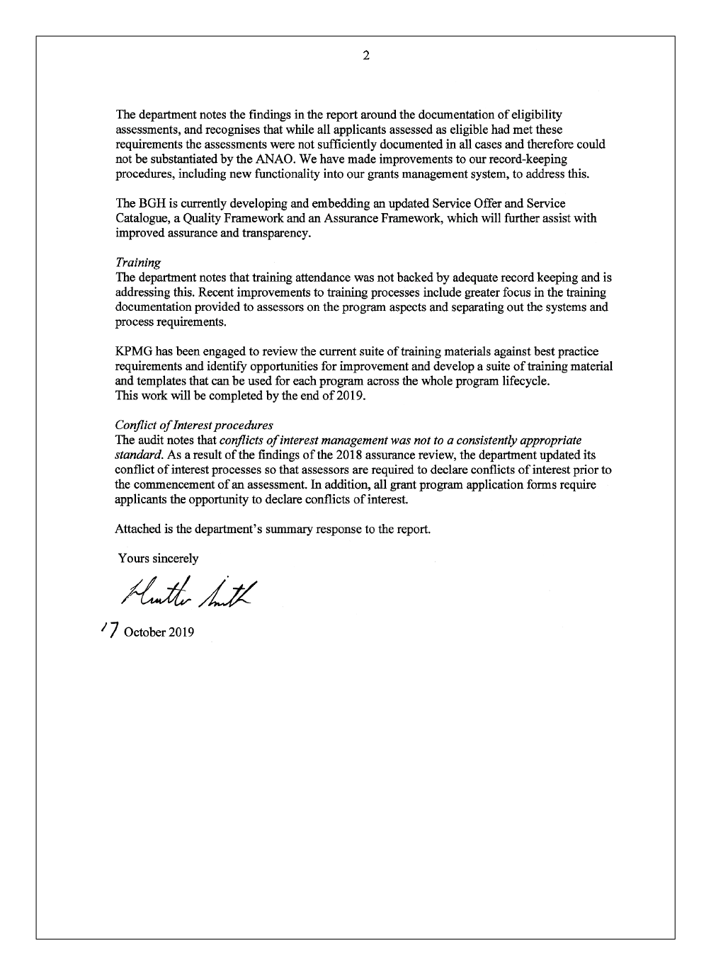 Page 2 of the response from the Department of Industry, Innovation and Science Page 2 of the response from the Department of Industry, Innovation and Science